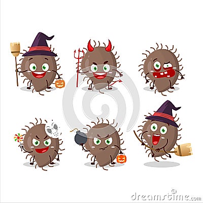 Halloween expression emoticons with cartoon character of coronaviridae Vector Illustration