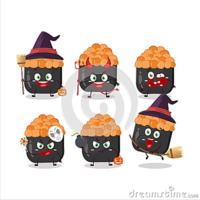 Halloween expression emoticons with cartoon character of gunkan sushi Cartoon Illustration