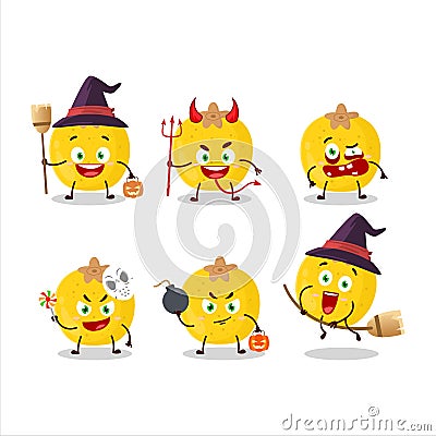 Halloween expression emoticons with cartoon character of nance fruit Vector Illustration