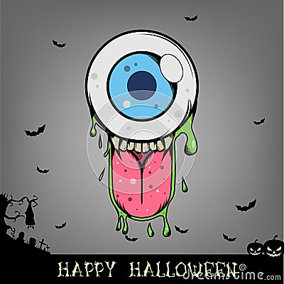 Halloween eye ball monster head Vector Illustration