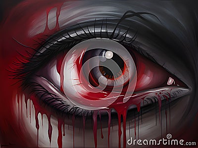 halloween eye with a bloody blood on the face Stock Photo