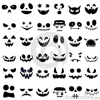 Halloween Face icon vector set. Scary face illustration sign collection. Pumpkin face symbol or logo. Vector Illustration