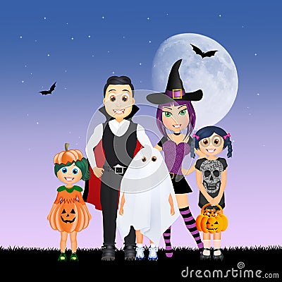 Halloween family mask Stock Photo
