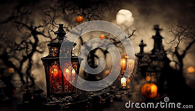 Realistic halloween festival illustration. Halloween night pictures for wall paper or computer screen. Cartoon Illustration