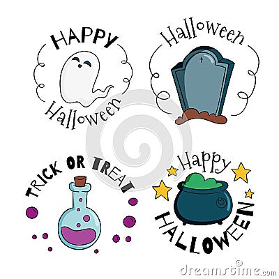 Halloween festival sale badges design Vector Illustration