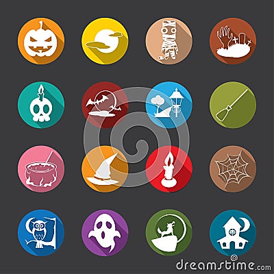 Halloween Flat Icons Vector Illustration