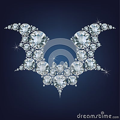 Halloween flying bat silhouettes made a lot of diamonds Vector Illustration