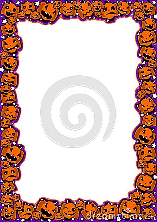 Halloween frame with pumpkins of different emotions Vector Illustration