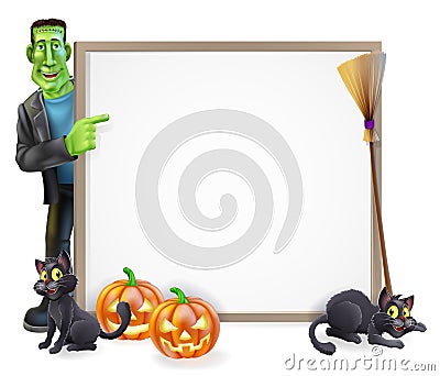 Halloween Frankenstein Sign Vector Illustration