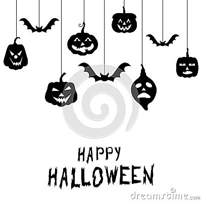 Halloween funny horror pumpkin greeting card Vector Illustration