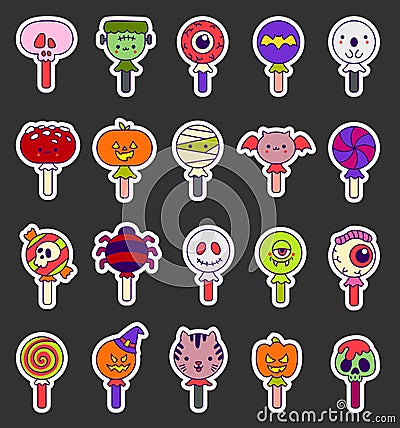 Halloween funny lollipop. Sticker Bookmark Vector Illustration