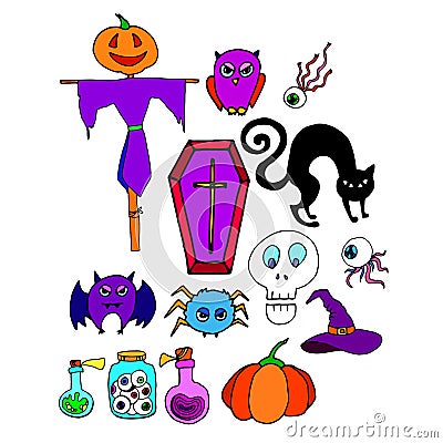Halloween ghost horror hat october pumpkin vector Vector Illustration
