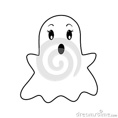 Halloween ghost outline isolated illustration on white background. Cute thin line icon Vector Illustration