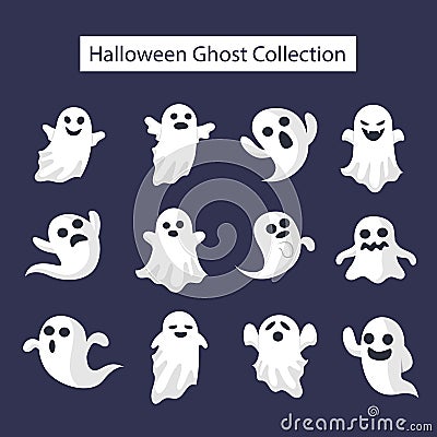 Halloween Ghost Set Collection Vector Illustration