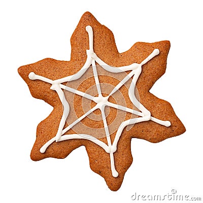 Halloween Gingerbread Cookie Spiderweb Isolated on White Background Stock Photo