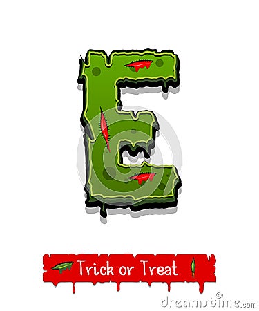 Halloween green color comic horror zombie font Vector Illustration