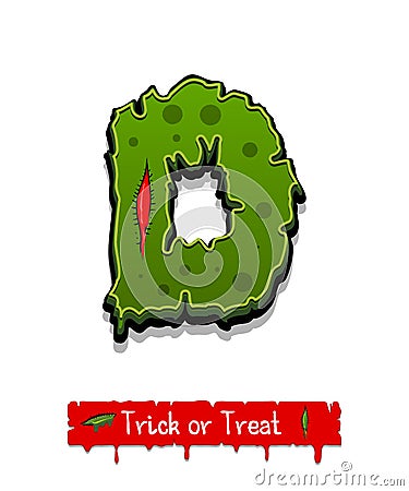 Halloween green color comic horror zombie font Vector Illustration