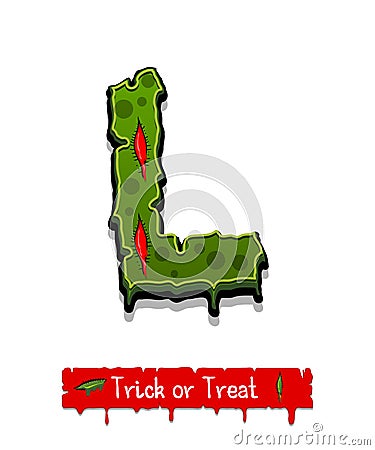 Halloween green color comic horror zombie font Vector Illustration