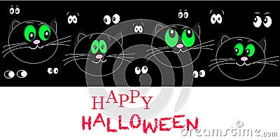 Halloween greeting card cats vector Vector Illustration