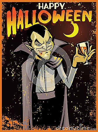 Halloween greeting card with dracula Vector Illustration