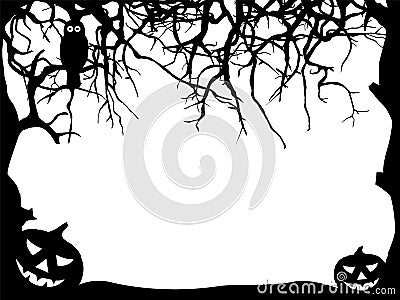 Halloween Greeting Card - Frame Silhouette - Black Shapes Vector Illustration