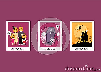 Halloween Halloween Images on Polaroid Photo Frames collection set Cartoon Illustration