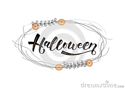 Halloween-hand drawn lettering. Holliday calligraphy Cartoon Illustration