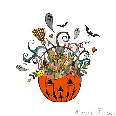 Halloween handdrawn poster Vector Illustration