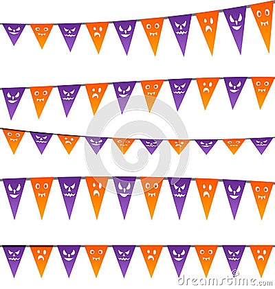 Halloween hanging streamers flags for your party Vector Illustration