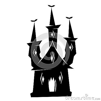 Halloween haunted castle. Vector illustration isolated on white Vector Illustration