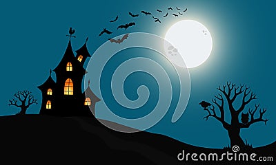 Halloween haunted house Vector Illustration