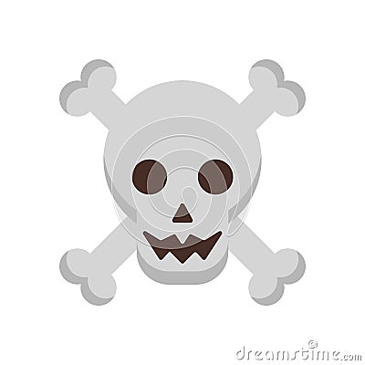 Halloween head skull and bones crossed flat style icon Vector Illustration