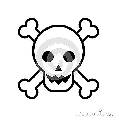 Halloween head skull and bones crossed line style icon Vector Illustration