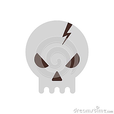 Halloween head skull broken flat style icon Vector Illustration