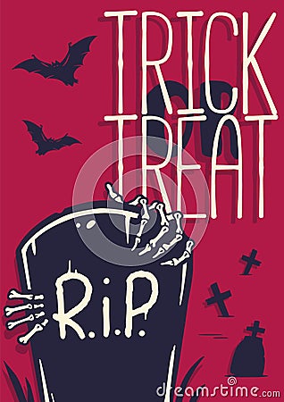 Halloween headstone of zombie for halloween print Vector Illustration