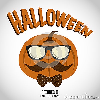 Halloween hipster pumpkin Vector Illustration