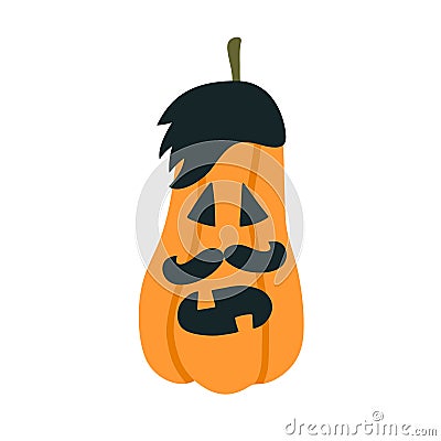 Halloween hipster pumpkins with mustache. Vector illustration Vector Illustration