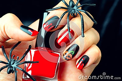Halloween holiday manicure design ideas Stock Photo
