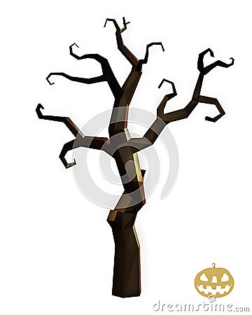 Halloween horror tree low poly Stock Photo