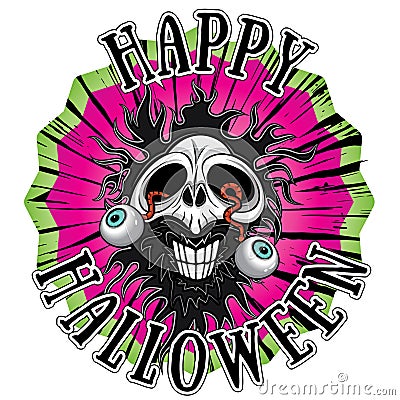 Halloween horror zombie skull Cartoon Illustration