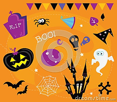Halloween icons and design elements Vector Illustration