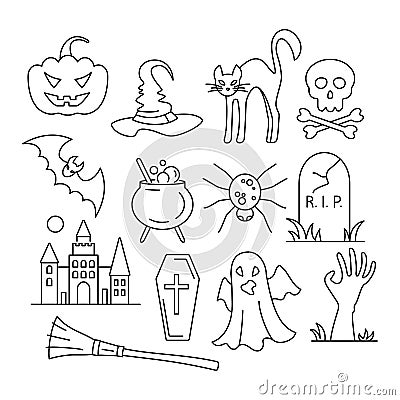 Halloween icons. Vector illustration in flat style. Vector Illustration