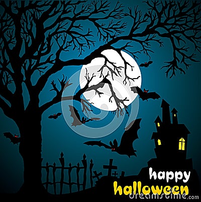 Halloween illustration scene Vector Illustration