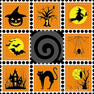 Halloween illustration set of stamp Vector Illustration