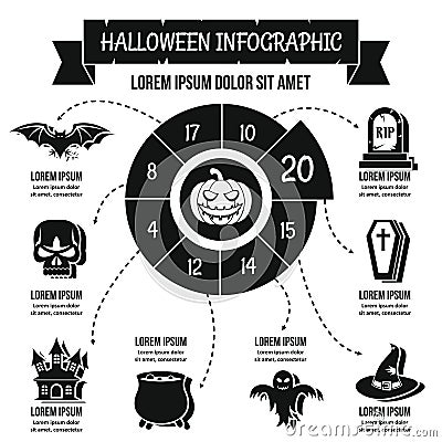 Halloween infographic concept, simple style Vector Illustration