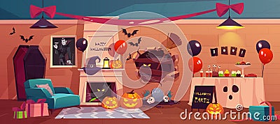 Halloween interior for party celebration, holiday Vector Illustration