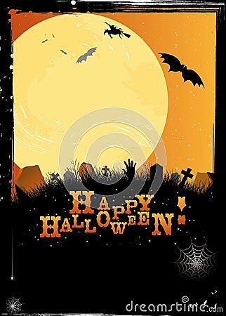 Halloween invitation or card in orange design Vector Illustration