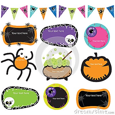 Halloween Invitation Frames Vector Illustration