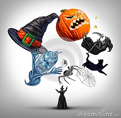 Halloween Juggling witch Cartoon Illustration