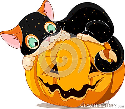 Halloween kitten Vector Illustration